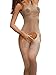 Sexy Lace Crotchless Suspender Garter Bodystocking Chemise Lingerie for Women for Sex (beige106)