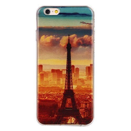 iPhone 6 PLUS/6S PLUS, Landscape scenic beauty Transparent TPU Silicone 0.5mm Slim Fit Case Cover for Apple (Eiffel Tower at dawn)