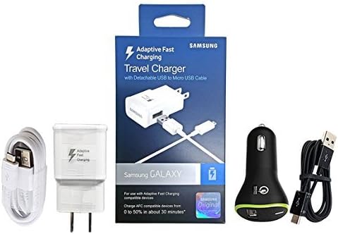 Official Samsung Adaptive Fast Charging Wall /Travel/Purgear Car Fast Charger - For S7/S6/Note 4/5/Edge/+ (Combo US Retail Packing)