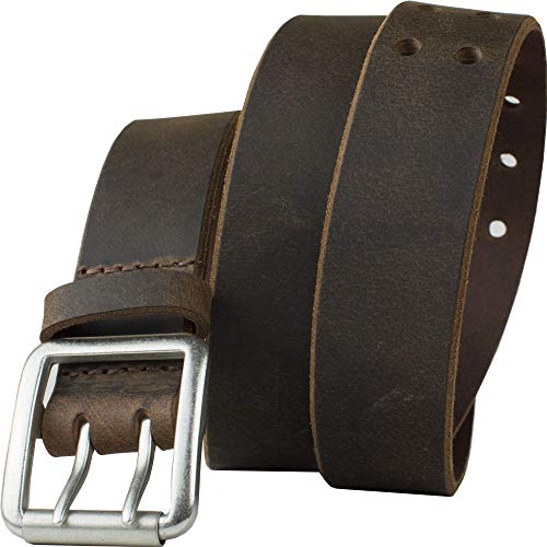 Ridgeline Trail Brown Belt - Nickel Smart - Full Grain Distressed Leather Belt with Nickel Free Buckle - 48