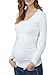 Liu & Qu Women's Maternity Ruched Tunic Tops Mama Clothes Long Sleeve Scoop Neck Pregnancy T-Shirt White