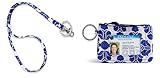 Vera Bradley Zip Id Case and Lanyard in Cobalt Tile