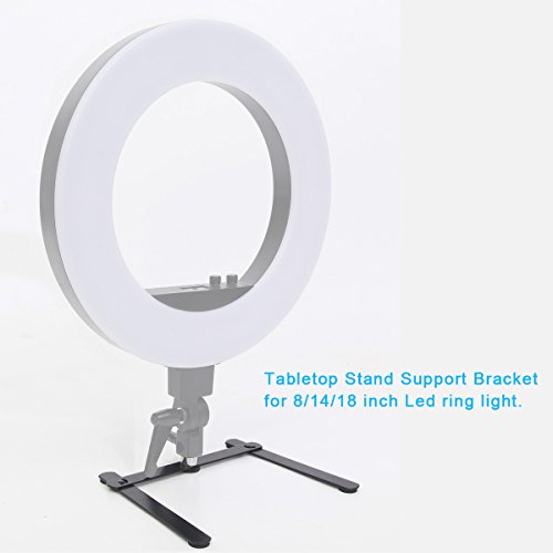 Portable LED Ring Light Desktop Stand Support Cellphone Bracket for Make up, Selfie, Live Webcast, Youtube, Facebook, Ins, Photography Video Shooting - Black