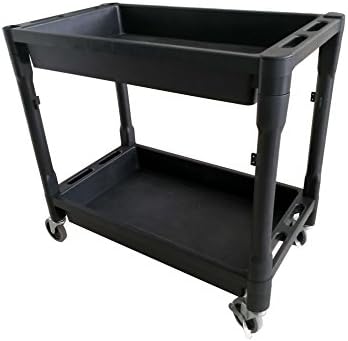 ROBLOCK Plastic Service Carts with Wheels 18"X32" Double-deck Service Car Capacity 500lbs