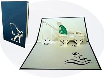 LIN-POP UP 3D Karten, Geburtstagskarten, Angler