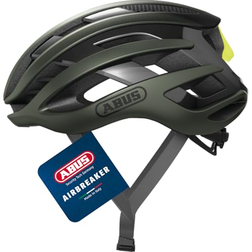 ABUS Rennradhelm AirBreaker - High-End Fahrradhelm für den professionellen Radsport - für Jugendliche und Erwachsene - Helm für Damen und Herren - grü