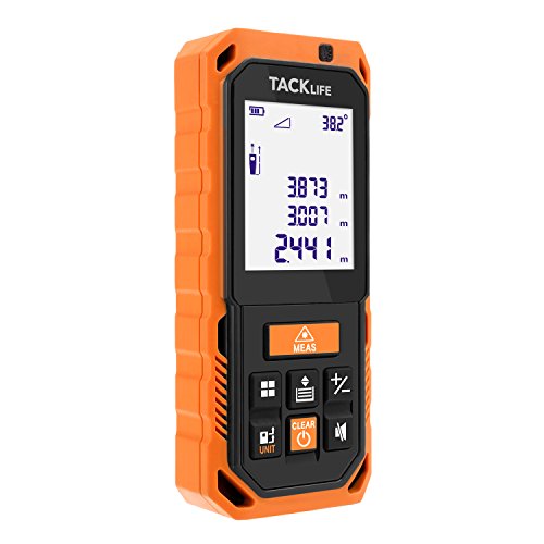 Tacklife S2-100 Premium Laser Measure 328Ft with Built-in Electronic Angular Sensor of Unique Auto Level/Vertical Measurement and Angle Measurement,Screw Hole,2.0 Larger LCD Backlight Display