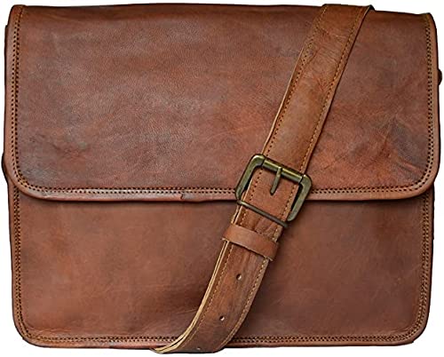 ALASKA EXPORTS Vintage Leather Messenger Bag Brown Laptop Bags With Adjustable Long Shoulder Strap (15" Inches)