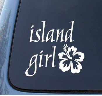 ISLAND GIRL - Hawaii Hibiscus - Car, Truck, Notebook, Vinyl Decal Sticker #1162 | Vinyl Color: White