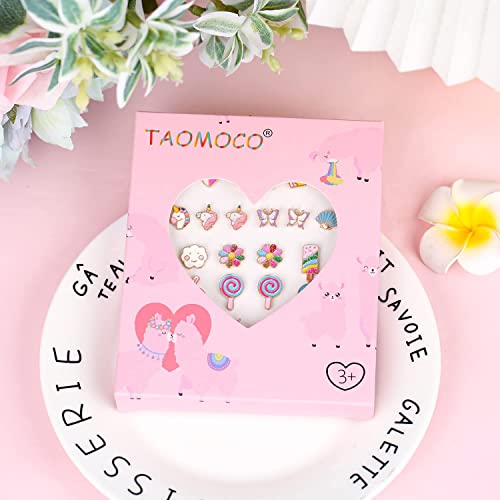 TAOMOCO 24 Pairs Hypoallergenic Stud Earrings Set for Girls Sensitive Ears With Stainless Steel Post Colorful Cute Earrings for Girls Women