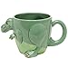MyGift 12 oz Gray Ceramic Coffee Mug with Smiling Happy Baby Shark Shaped Design, Two Tone Shark-Themed 3D Cartoon Animal Drinking Tea Cup with Handle, Cute Novelty Gift (Green)