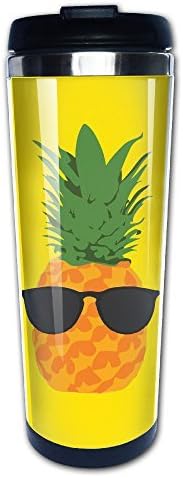 SonwAndIce- Cool Pineapple With Sunglasses Coffee Travel Mug Coffee Thermos 304 Stainless Steel Coffee Cup 400ml