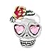 CharmSStory Skull Heart Pink Simulated Birthstone Beads For Bracelets (Pink)