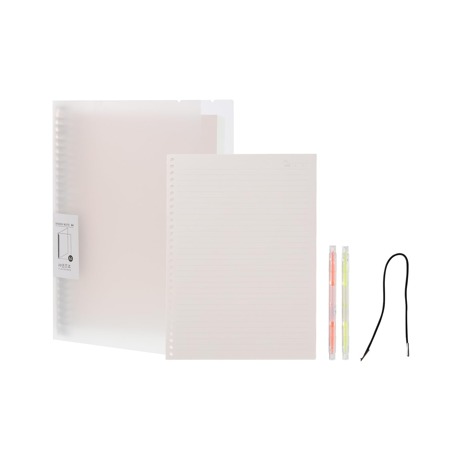 PATIKIL A4 Notebook Binder, 1 Set Loose Leaf Book Ring Binder 8 Divider Tab 30 Rings 60 Sheets Ruled Paper 100gsm for Office, White