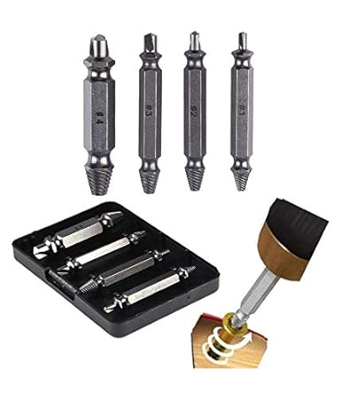 MOHAK Speed Out Damaged Screw Extractor 4 Piece Set for Any Size Screw Or Bolt Extractor Set