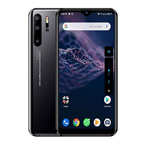 Android 9 Wireless Mobile Smart Phone 4G Large 6.3" Full Face Screen w/Fingerprint Sensor Ultra-Thin (GSM Unlocked) - Black