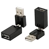 Electop 2 Pack 360º Swivel Adjustable Angle USB 2.0 Male to Female Adapter Cable Convertor