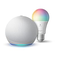 Echo Dot (4th Gen) | Glacier White with Sengled Bluetooth Color bulb | Alexa smart home starter kit