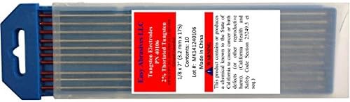 Easy Abrasives 40106 2% Thoriated Tungsten Electrode (EWTh-2), 1/8" x 7", Red (Pack of 10)
