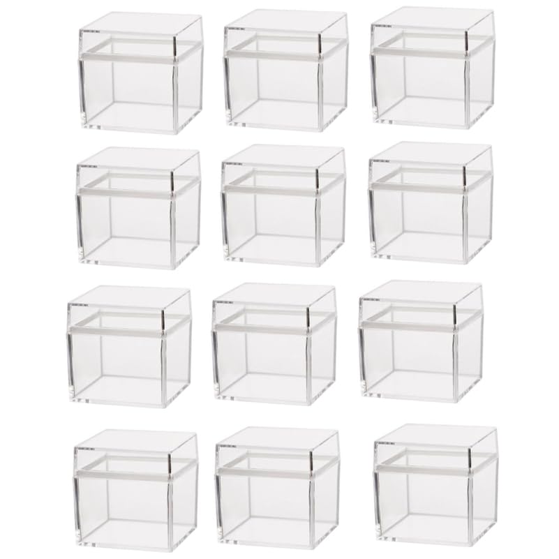 TOYANDONA 24 Piece Transparent Packing Box Plastic Candy Box Small Storage Box with Lid Gift Container Clear Square Container for Storage Candy Pill and Tiny Jewelry