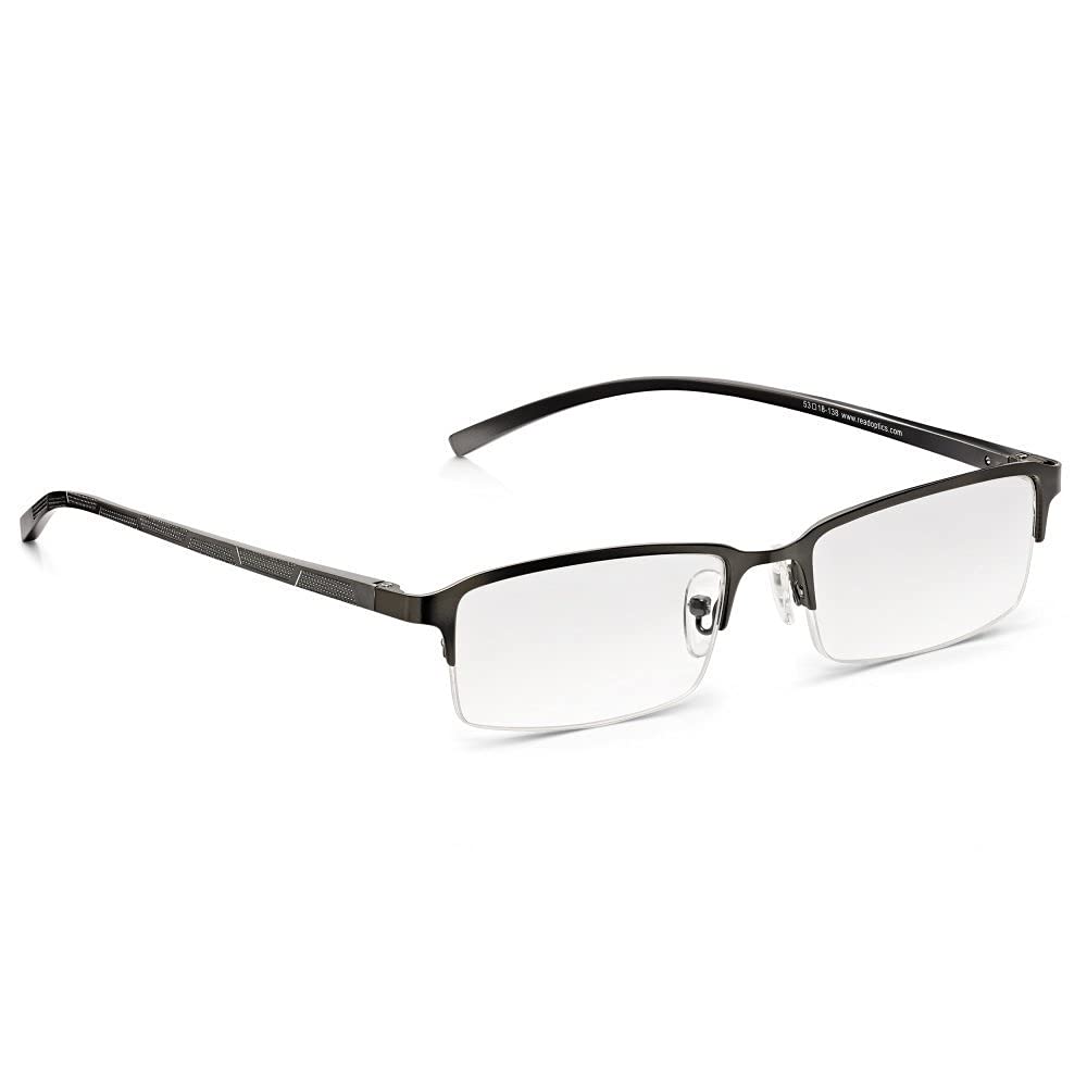 Read Optics 1.0 Mens Reading Glasses, Rectangular Half Frame Spectacles, Classic Style with Spring Hinges for Comfort and Fit — image 1