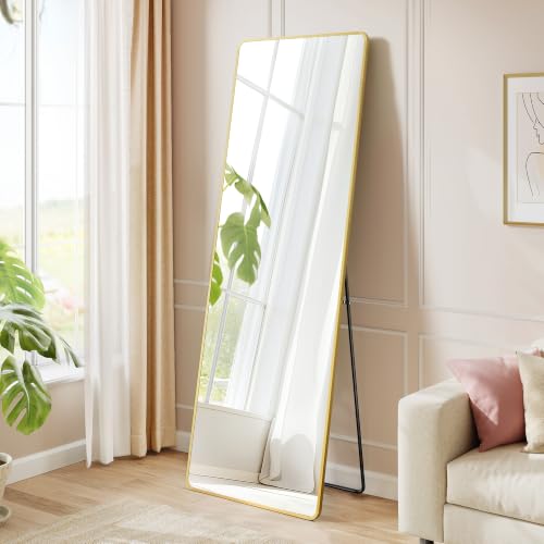 SONGMICS Ganzkörperspiegel, 160 x 50 cm, rechteckiger Standspiegel, Rahmen aus Aluminiumlegierung, Hartglas, für Schlafzimmer, Wohnzimmer, Garderobe, 