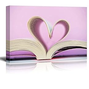 Canvas Prints Wall Art - Heart and Book | Modern Wall Decor/Home Decoration Stretched Gallery Canvas Wrap Giclee Print. Ready to Hang - 12" x 18"
