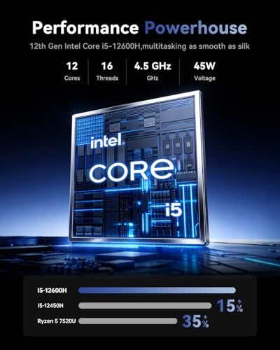 ACEMAGIC Gaming Laptop Intel Core i5-12600H Laptop Computers, 15.6-in 16GB DDR4 512GB NVMe SSD Intel Laptops Notebook-PC, Numeric Keypad WiFi 6 Win-11 Pro BT5.2 HDMI Type-C USB-3.2 Webcam 3.5mm Audio