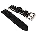 Black 24mm Width Genuine Leather Wristwatch Band Men Watch Strap Watchband