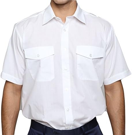 Mirabella Health and Beauty Clothing Men's Shirt Sleeve Doorman Military Epaulet 15 White