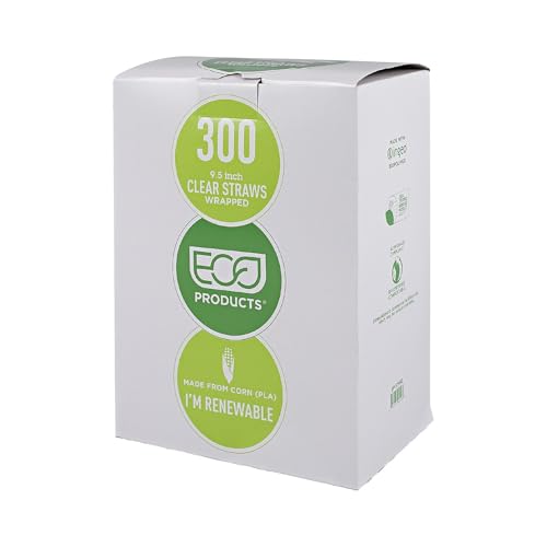 Eco-Products Compostable Paper Wrapped Jumbo Plastic Straws, 9.5" Long, 8mm Diameter, Case of 4800, Clear Disposable Plant Based PLA Plastic, Large Sized Drinking Straws, ASTM Compliant, BPI-Certified - Image 6