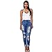 VICVIK Women Knee Skinny Denim Distressed Fashion Ripped Boyfriend Jeans (L)