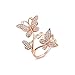 Bella Lotus Delicate Butterflies 18k Rose Gold Plated CZ Diamond Women Party Rings, 3 Colors