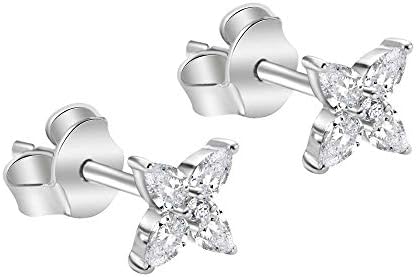 Women Teen Girls Stud Earrings 925 Sterling Silver Cubic Zirconia CZ Stud Earrings 18K White Gold Plated for Lover Wife Mother Friends Gift