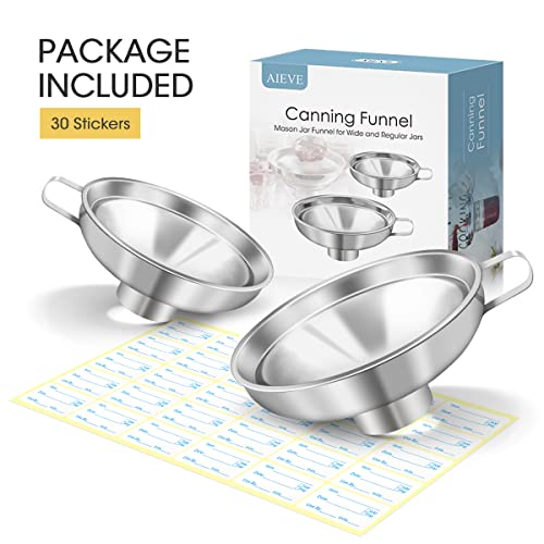 AIEVE Canning Funnel, 2 Pack Canning Supplies for Wide and Regular