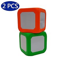 Macro Giant 5 Inch Foam Dry Erase Block, Set of 2, Neon Orange & Neon Green, Magnetic, Teaching Learning Aid Tool, Kid Toy