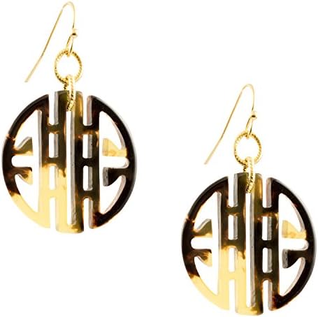 Susan Shaw 24k Handcasted Gold Plated Round Faux Tortoise-Shell Dangle Earrings
