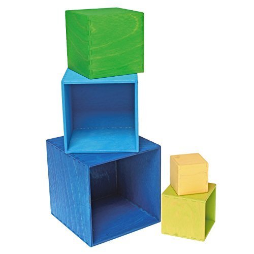 Grimm's Spiel und Holz Design - Small Stacking and Nesting Boxes, 5 Pieces - Thumbnail 4