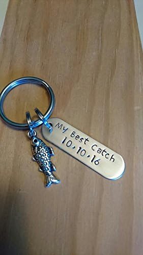 Hand Stamped Personalized My Best Catch Keychain - Fishing Keychain - Fish Boyfriend Keychain - Anniversary Gift
