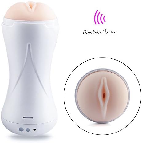 Pocket Pussy Masturbator Masturbation Cup Vagina Pocket Man Masturbation Cup with 10 Frequency Vibrating Real Girl Sexy Voice Stimulation for Male Masturbation (White015)