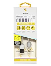 Asap x connect Cable Set Micro USB Cruz dispositivo compatible cable de transferencia de datos carga rápida 3.94 ft magnético, Plateado