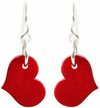 Tagua Earrings Hearts Handmade Fair Trade Lightweight by Florama Natural Jewelry (Red)