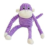ZippyPaws - Spencer The Crinkle Monkey Dog Toy, Squeaker and Crinkle Plush Toy - Purple, Small