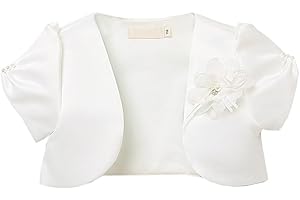 LIBAOBAOYO Girls Short Sleeve Bolero Shrug Satin Open Front Cardigan Shawl Princess Evening Dress Cape