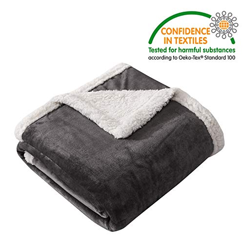 Homelike Moment Sherpa Fleece Throw Blanket for Couch Gray Plush Fuzzy Blanket Throw Size Soft