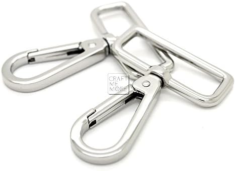 CRAFTMEmore 2PCS Push Gate Snap Hooks Metal Swivel Lobster Claw Clasp Purse Hardware (1 1/2 inch, Silver)