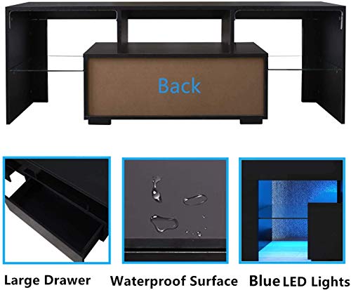 AUTSCA TV Stand for 55 inch TVs, Entertainment Center with LED Lights Blue Colored, Living Room Console Table with… - Image 4