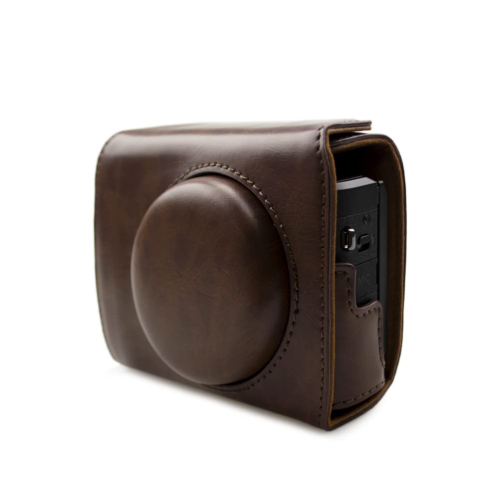 Photo 1 of Rieibi Leather Camera Case for Canon G7 X Mark II/III - Vintage, Protective with Strap, Coffee Beauty Case