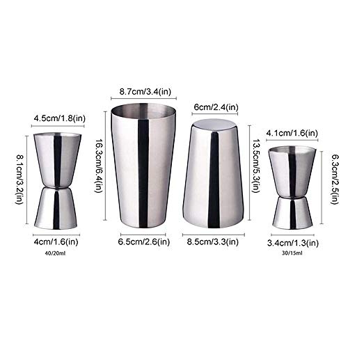 Ljf 9 Stücke Edelstahl Boston Cocktail Mixer Shaker Set Premium Geschenk Bar Bartender Kit Drink Mixing Tool – Bild 8