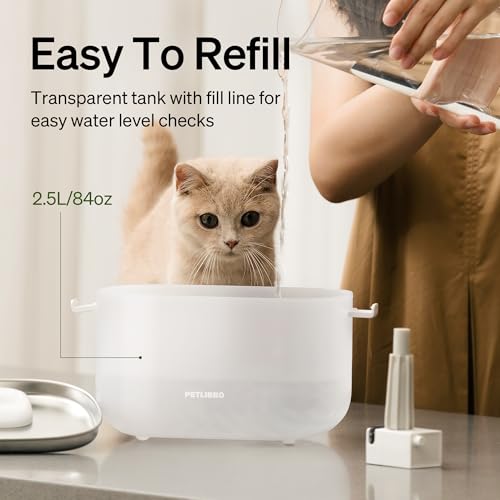 PETLIBRO Cat Water Fountain for Drinking, Cats Actually Use It, Dockstream 2.5L Classic Pet Fountain with Stainless Steel Tray, Easy-Clean for Indoor Cats, Filtered Quiet Flow, Mains Powered